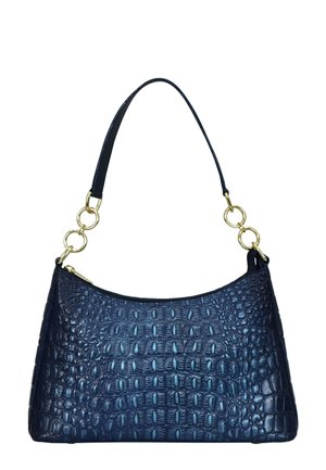 HANDPAINTED  - Handbag - croc embossed sapphire