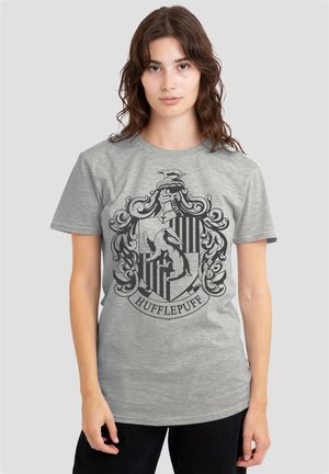 Harry Potter, HARRY POTTER HUFFLEPUFF ONE COLOR CREST - Print T-shirt - mottled light grey