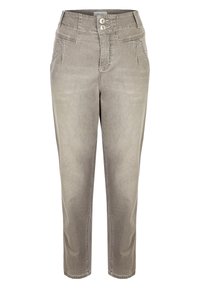 Grå bomullsblandning korta byxor med rak passform, med en knappstängning fram, två sidofickor och minimala sömnadsdetaljer.