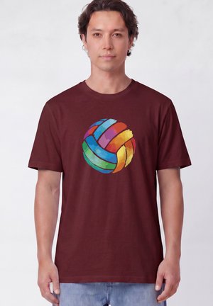 watapparel, VOLLEYBALL IN WATERCOLOR UNISEX - T-Shirt print - burgundy
