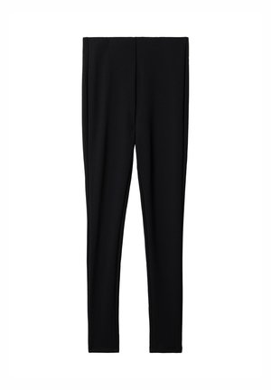 Zwarte legging gemaakt van rekbare stof, met een hoge taille en een aansluitend ontwerp, zonder zichtbare patronen of hardware.