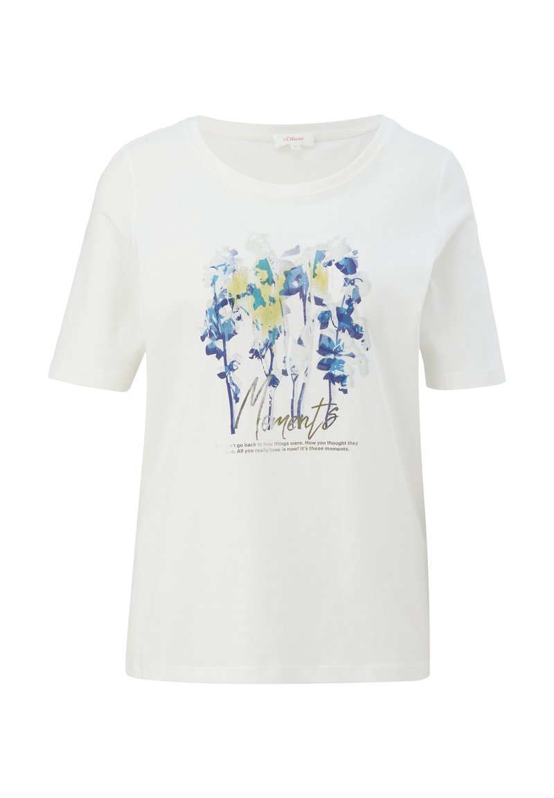 s.Oliver MIT GLÄNZENDEM - T-Shirt print - ecru