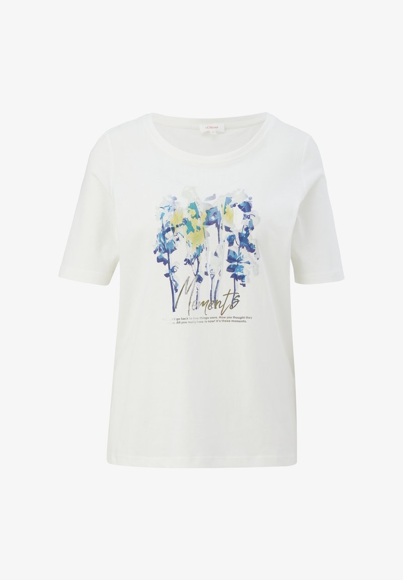 s.Oliver MIT GLÄNZENDEM - T-Shirt print - ecru