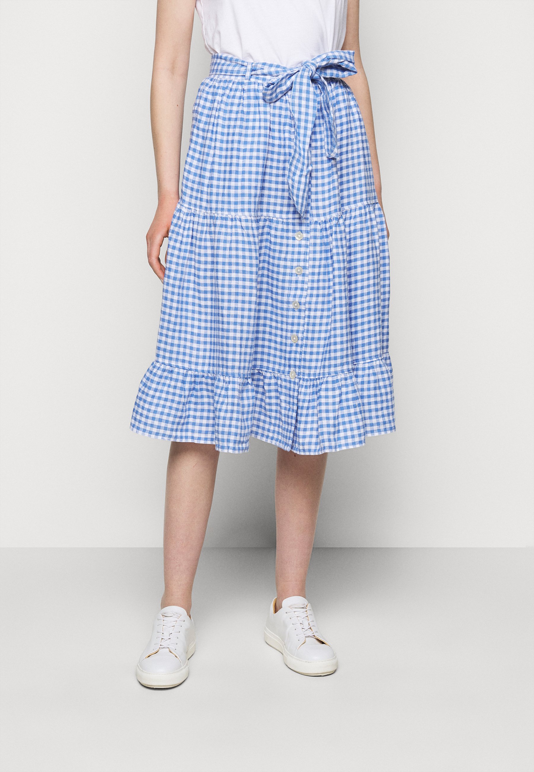 gingham skirt blue