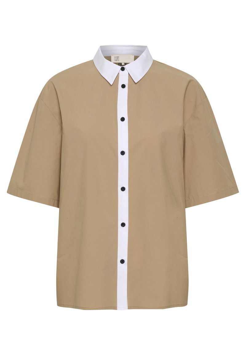 Lounge Nine Overhemdblouse zandkleur Lounge Nine Overhemdblouse zandkleur