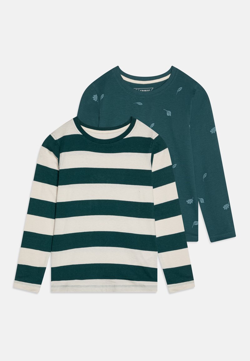 Friboo 2 PACK - Top dugih rukava - dark green/off-white