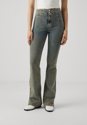 ONLHUSH CORSAGE - Flared jeans - dark-blue denim