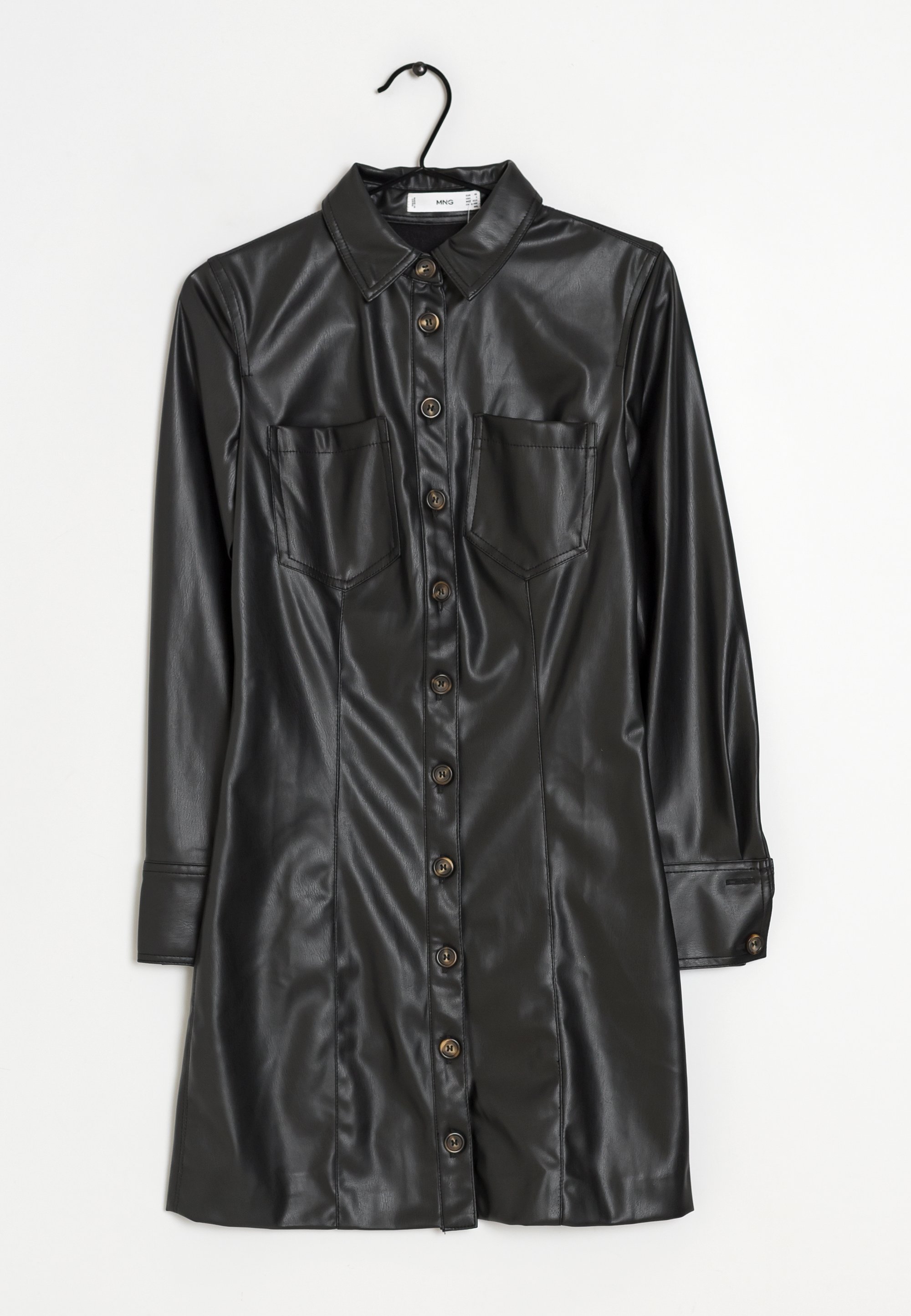 Robe Chemise Robe Cuir Manche Longue Mango Robe Chemise Black/noir