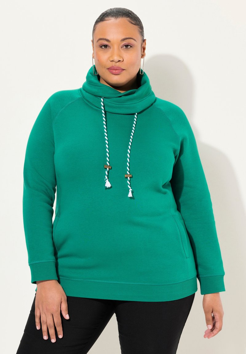 Ulla Popken MIT STEHKRAGEN RAGLANFORM LANGE ÄRMEL  - Felpa - classic emerald green