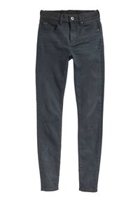 Vaqueros skinny en denim gris oscuro, que cuentan con un bolsillo delantero, trabillas para cinturón y un cierre de botón único. Textura suave, con desvanecimiento mínimo.