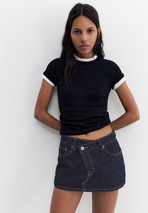 PULL&BEAR DENIM MINI SKORT - Skort - mottled dark blue