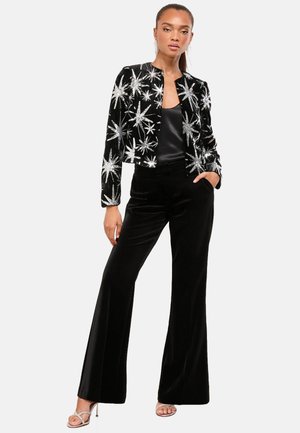 REGULAR FIT - CROP  - Letná bunda - black velvet sequin star detail