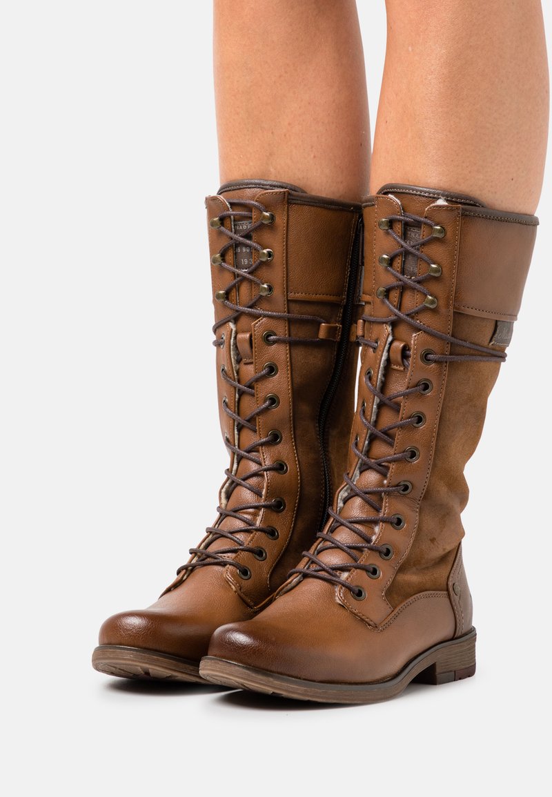 Mustang Bottes à lacets - cognac