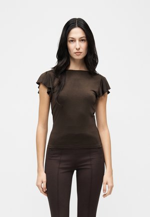 T-shirt con stampa - dark brown