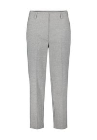 Grijze broek van textuurstof, met een getailleerde pasvorm, rechte pijpen en voorzakken. Strakke lijnen en minimale detailing.