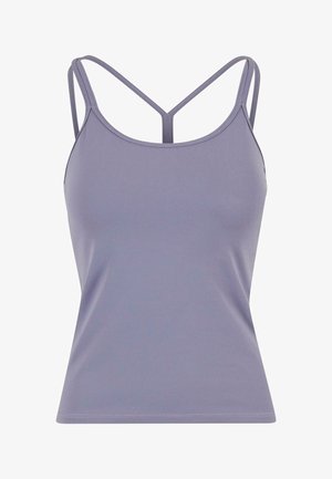 Lichtpaarse top met verstelbare dunne bandjes, met een aangesloten ontwerp en een soepele textuur, ideaal voor het draag in laagjes of voor casual gebruik.
