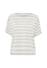 KAREGINA STRIPED PULLOVER GLITTER - Nyomott mintás póló - feather gray chalk stripe