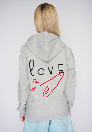 Mira Paris LOVE EMBROIDERY UNISEX - Felpa con cappuccio - mottled grey