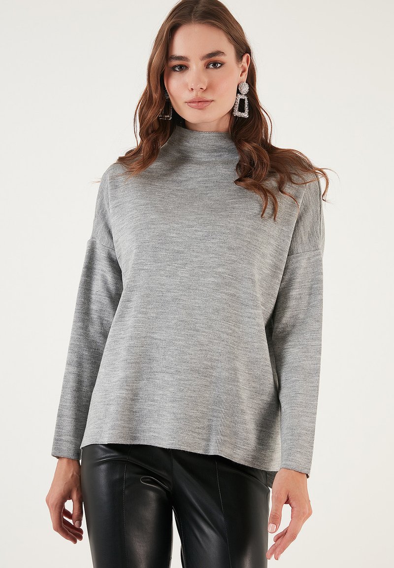 LELA LONG BACK COLLAR - Pulover - grey