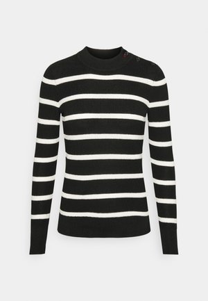 STRIPED MOCKNECK SWEATER - Trui - black/pale cream