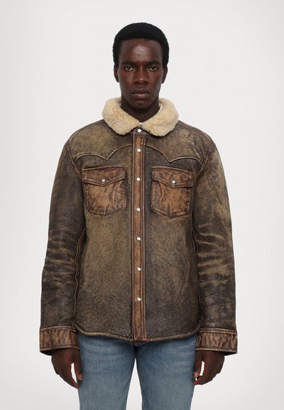 Polo Ralph Lauren WESTERN LINED SHIRT - Leather jacket - brown earth
