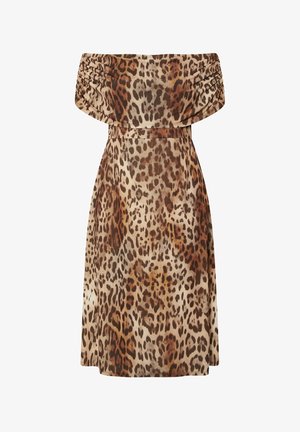 Yours Clothing, LEOPARD PRINT BARDOT - Jerseyjurk - brown
