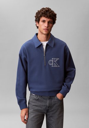 Calvin Klein Jeans LOGO ZIP - Φούτερ - dark denim
