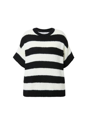 Studio Untold STREIFEN HALBARM - T-shirt con stampa - black