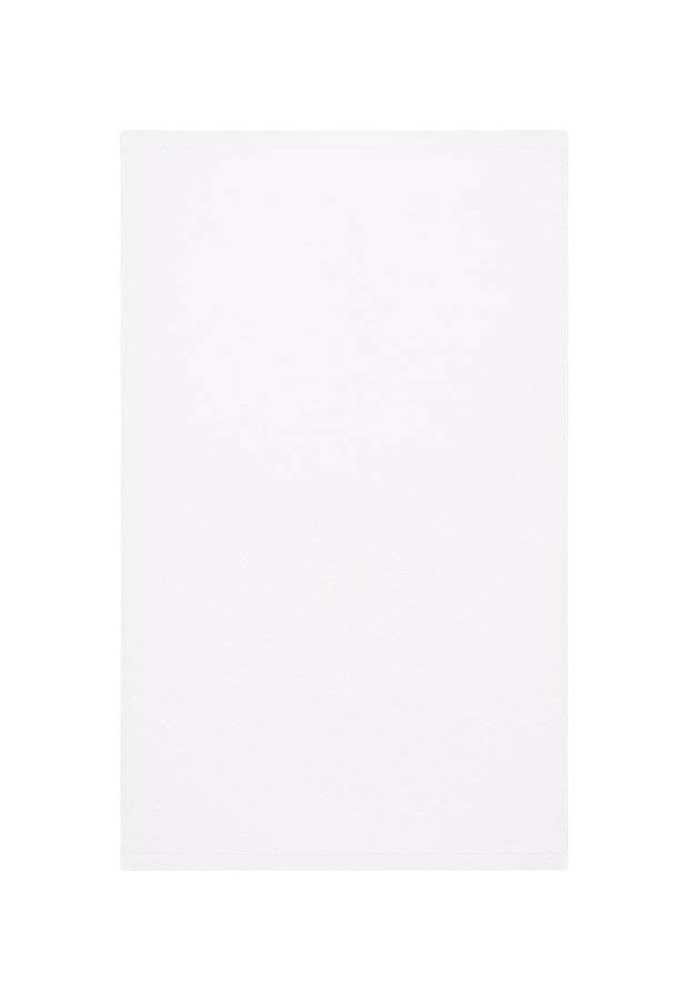 Tissu rectangulaire blanc, texture lisse, matériau doux, sans motifs, bords propres. Convient à diverses applications textiles.