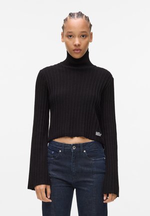 PLISSE - Strickpullover - black