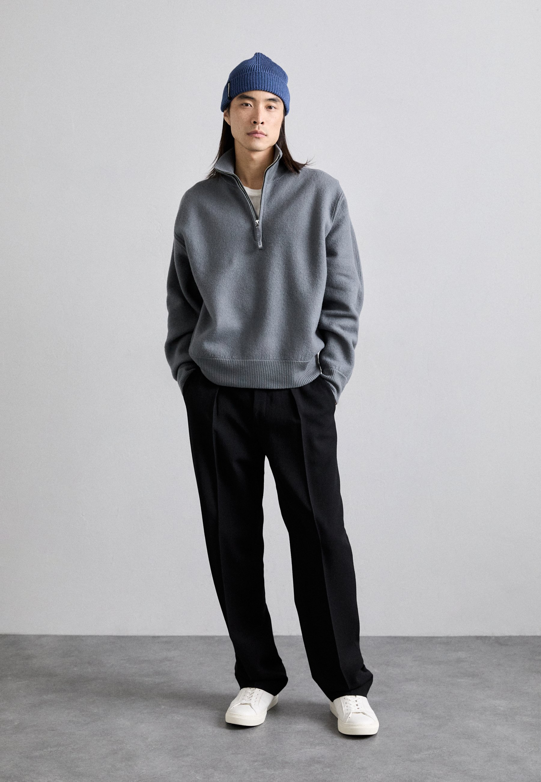 J.LINDEBERG BON QUARTER ZIP - Strickpullover - lava smoke