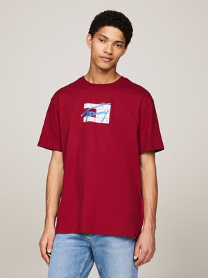 Tommy Jeans STREET FLAG TEE UNISEX - T-shirt imprimé - red carpet