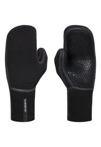 Black neoprene gloves with a textured mesh palm for grip, featuring a long cuff and reinforced seams for durability.