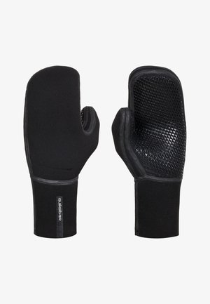 Black neoprene gloves with a textured mesh palm for grip, featuring a long cuff and reinforced seams for durability.