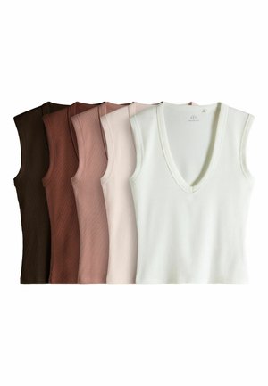 5 PACK DEEP V-NECK - Débardeur - chocolate brown pink white