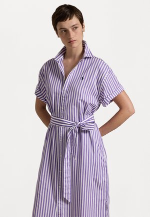 Polo Ralph Lauren BELTED STRIPED COTTON SHIRTDRESS - Blusenkleid - purple/white