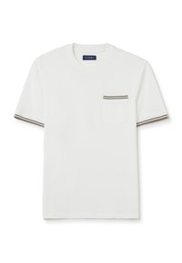 PIOMBO STRIPED DETAILS AND POCKET - T-shirt basic - optical white