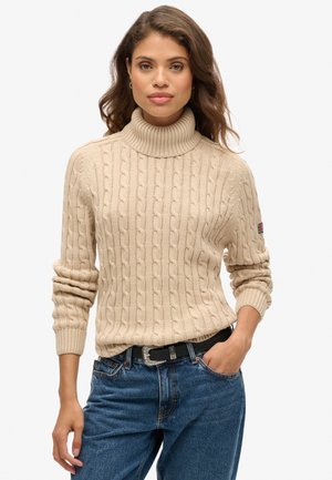 Superdry & Co SLOUCHY CABLE ROLL NECK - Pullover - winter taupe twist