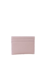 Portafoglio in pelle rosa con finitura testurizzata, dotato di pi�ù scomparti per carte e un design slim e rettangolare.