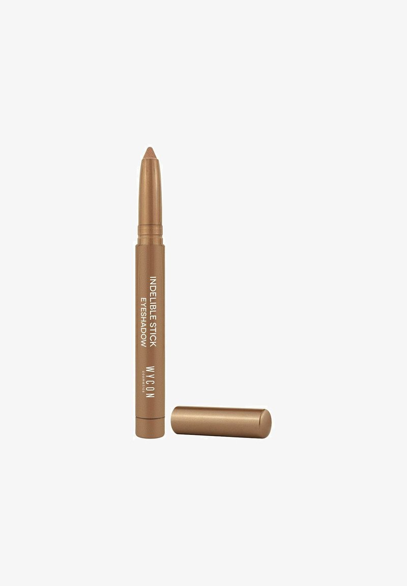 Ombretto in stick indelebile di colore bronzo. Presenta un applicatore a girare con punta appuntita e finitura metallica. Il coperchio è staccato.