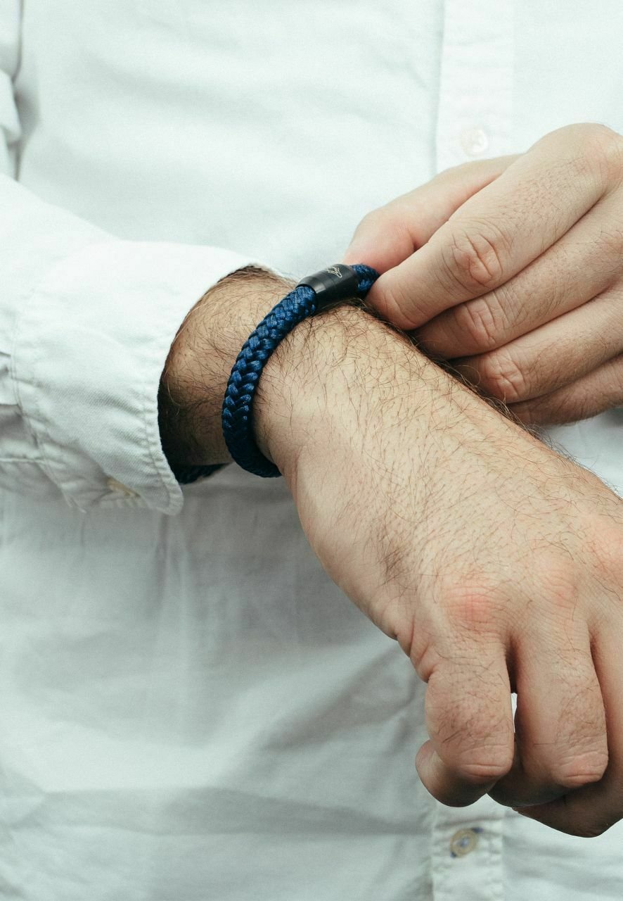 Akitsune Segeltau Lederarmband Mit Magnetverschluss – Maritim, Für Damen & Herren, Handgemacht, 8 Mm Breit