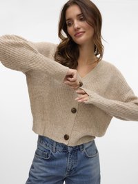Vero Moda VMLEA V NECK CARDIGAN - Vesta na kopčanje - moon rock/silver lining/birch melange