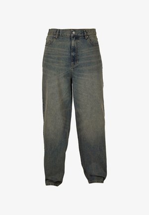 Světle modré džíny s vysokým pasem a širokými nohavicemi, se pěti kapsami a předním zapínáním na knoflík. Opraný vzhled s jemnou texturou.