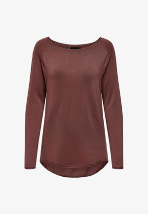 Langärmliges Oberteil in dunkelburgunder. Hergestellt aus weichem Stoff mit einer lockeren Passform, rundem Ausschnitt und abgerundetem Saum.