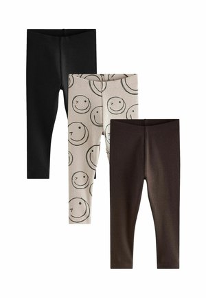 3 PACK - Leggings - Byxor - black brown happy