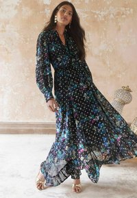Love & Roses REGULAR FIT - PRINTED TIE FRONT WITH LONG SLEEVES - Maxi šaty - black