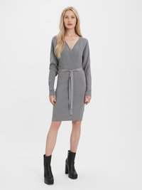 Vero Moda VMHOLLYREM V NECK DRESS - Džemperkleita - medium grey melange