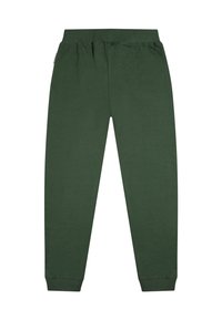 Groene katoenen sweatpants met een recht model, elastische tailleband en enkelmanchetten. Glad textuur en minimale details.