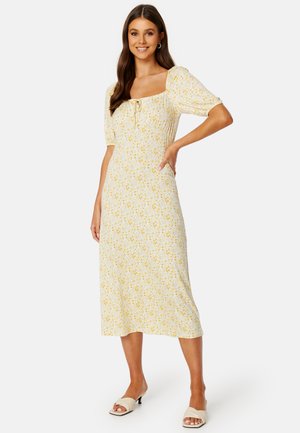 FLORAL SHORT SLEEVE MIDI DRESS - Jerseyjurk - yellow