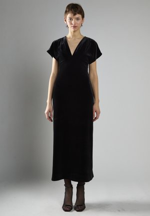 VELVET SHORT SLEEVE   - Maxi-jurk - black velvet